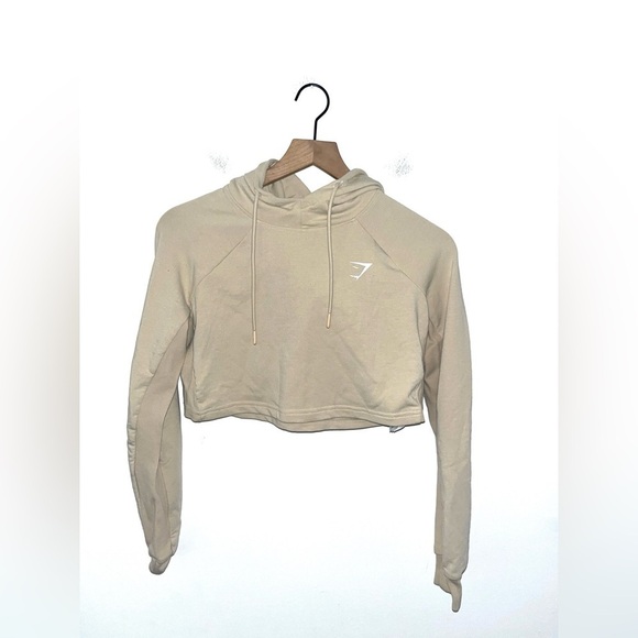 GYMSHARK Cream Training Cropped Hoodie Size XS - Picture 1 of 8